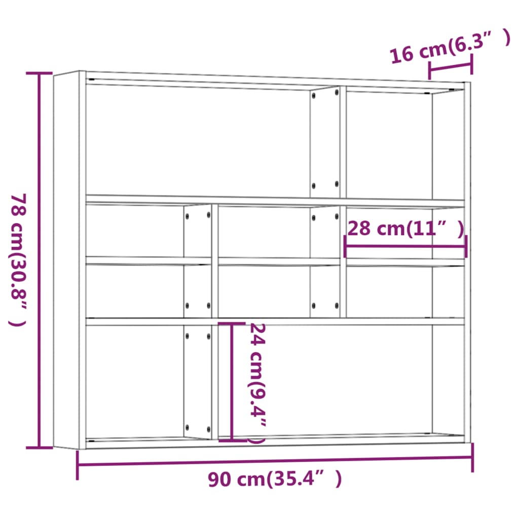 Wall Shelf Smoked Oak 90x16x78 cm Engineered Wood