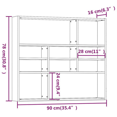 Wall Shelf Grey Sonoma 90x16x78 cm Engineered Wood