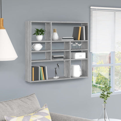 Wall Shelf Grey Sonoma 90x16x78 cm Engineered Wood