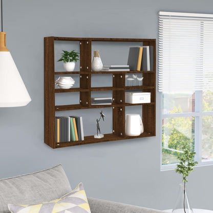 Wall Shelf Brown Oak 90x16x78 cm Engineered Wood