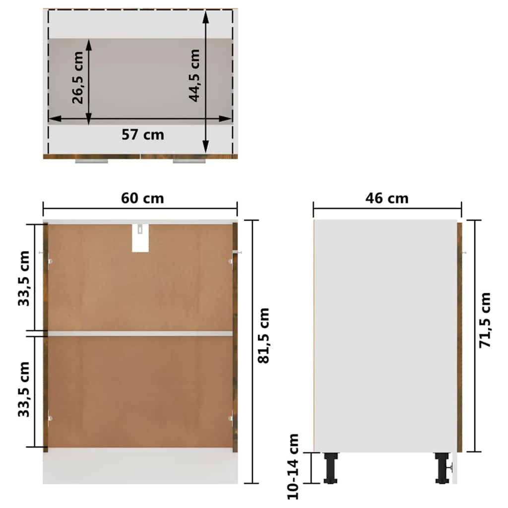 Bottom Cabinet Lyon Smoked Oak 60x46x81.5 cm Engineered Wood