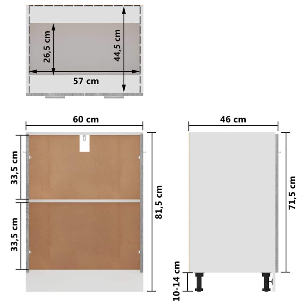 Bottom Cabinet Lyon Grey Sonoma 60x46x81.5 cm Engineered Wood