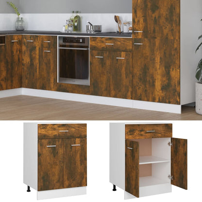 Drawer Bottom Cabinet Lyon Smoked Oak 60x46x81.5 cm Engineered Wood