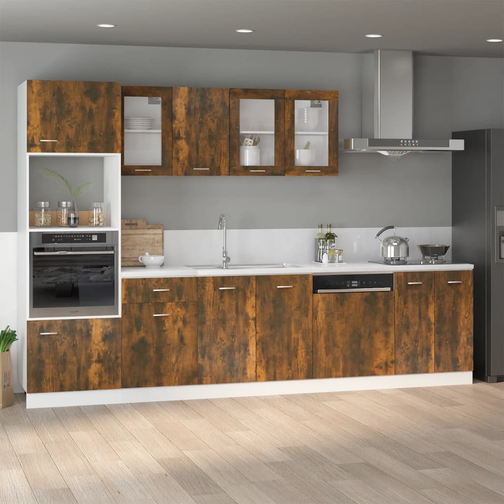 Hanging Glass Cabinet Lyon Smoked Oak 80x31x60 cm Engineered Wood