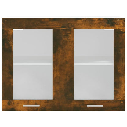 Hanging Glass Cabinet Lyon Smoked Oak 80x31x60 cm Engineered Wood