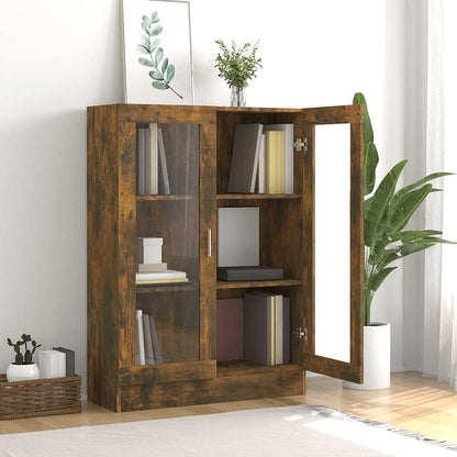 Vitrine Cabinet Smoked Oak 82,5x30,5x115 cm Engineered Wood