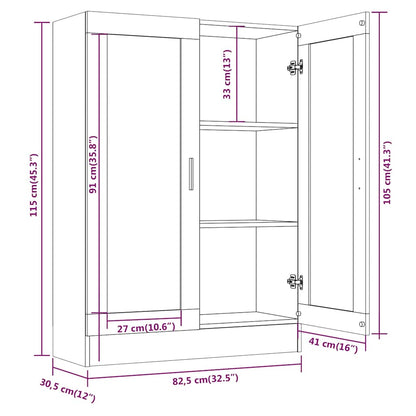 Vitrine Cabinet Smoked Oak 82,5x30,5x115 cm Engineered Wood