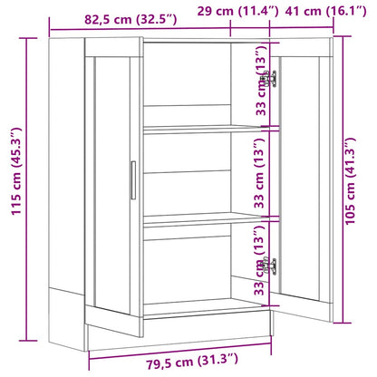 Vitrine Cabinet Smoked Oak 82,5x30,5x115 cm Engineered Wood