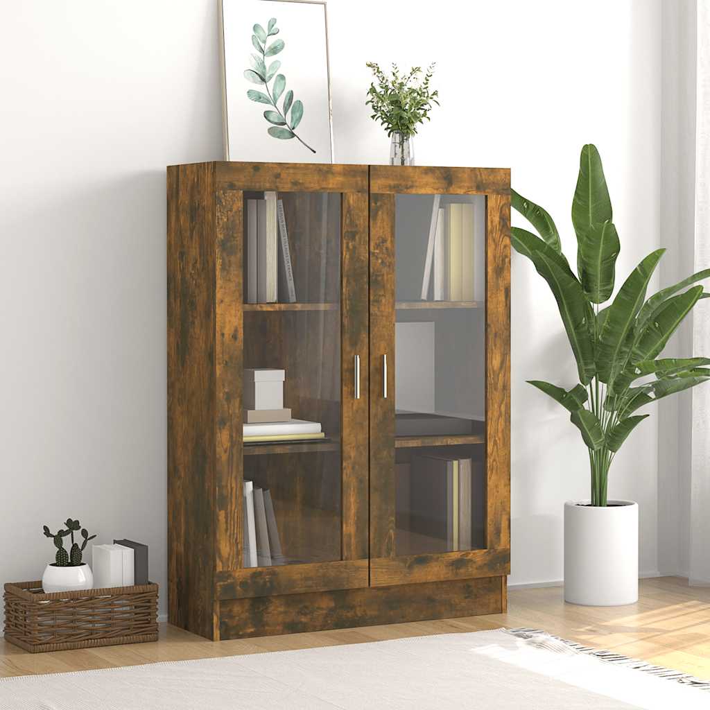 Vitrine Cabinet Smoked Oak 82,5x30,5x115 cm Engineered Wood