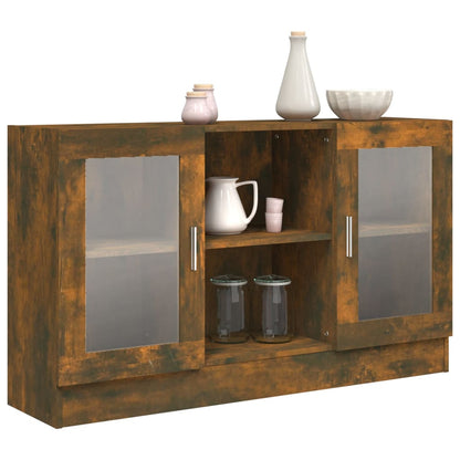 Vitrine Cabinet Smoked Oak 120x30,5x70 cm Engineered Wood