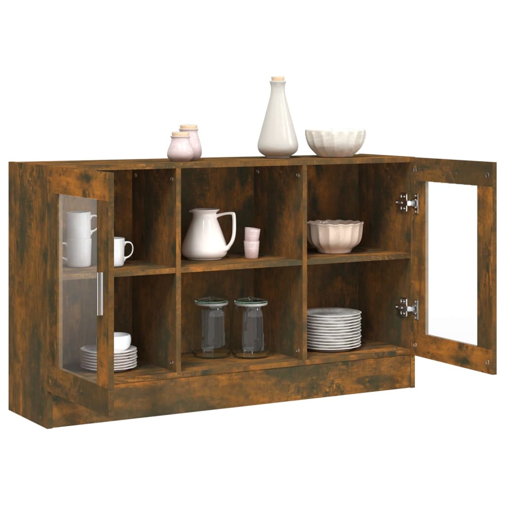 Vitrine Cabinet Smoked Oak 120x30,5x70 cm Engineered Wood