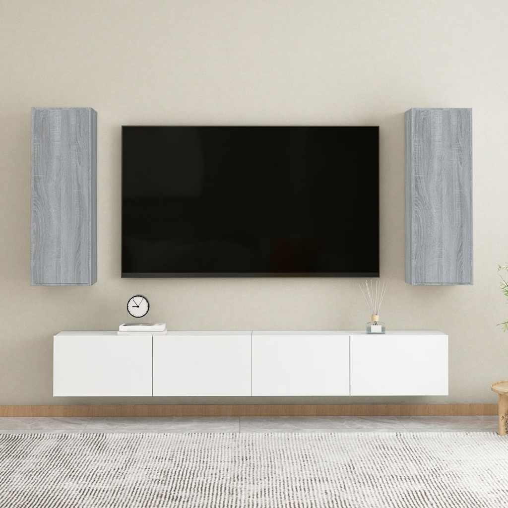 TV Cabinets 2 pcs Grey Sonoma 30.5x30x90 cm Engineered Wood