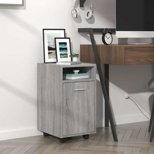 Side Cabinet with Wheels Grey Sonoma 33x38x60 cm Engineered Wood