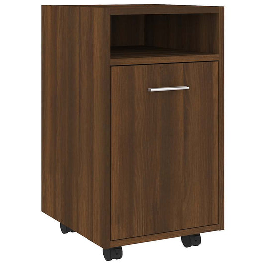 Side Cabinet with Wheels Brown Oak 33x38x60 cm Engineered Wood