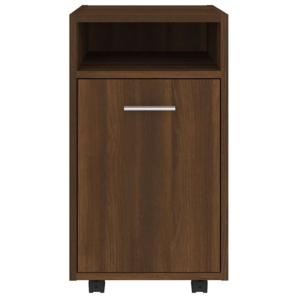 Side Cabinet with Wheels Brown Oak 33x38x60 cm Engineered Wood