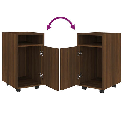 Side Cabinet with Wheels Brown Oak 33x38x60 cm Engineered Wood