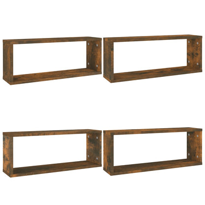 Wall Cube Shelves 4 pcs Smoked Oak 60x15x23 cm Engineered Wood