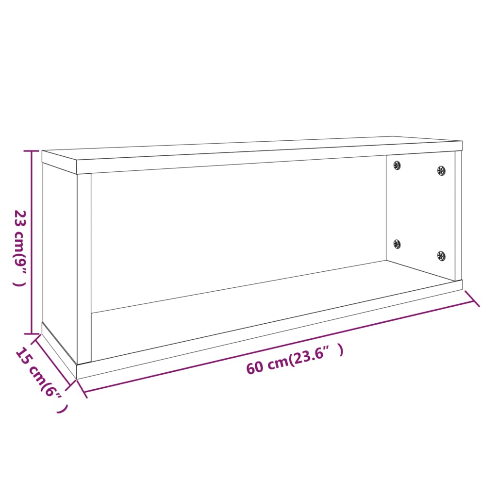 Wall Cube Shelves 4 pcs Smoked Oak 60x15x23 cm Engineered Wood