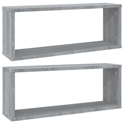 Wall Cube Shelves 2 pcs Grey Sonoma 60x15x23 cm Engineered Wood