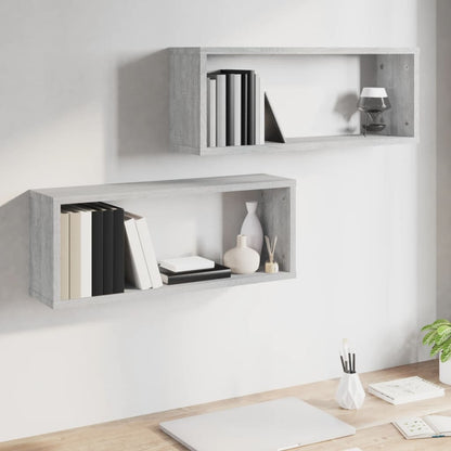 Wall Cube Shelves 2 pcs Grey Sonoma 60x15x23 cm Engineered Wood