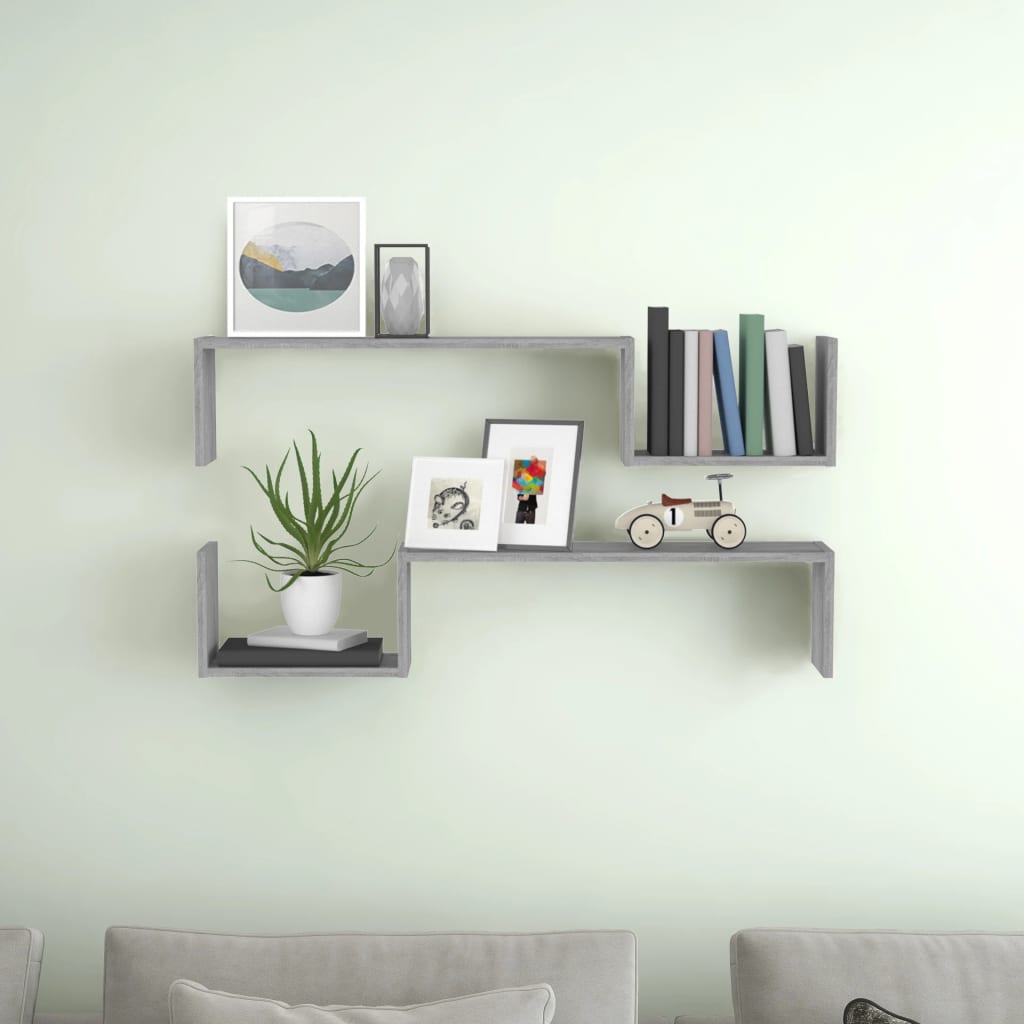 Wall Shelves 2 pcs Grey Sonoma 100x15x20 cm Engineered Wood