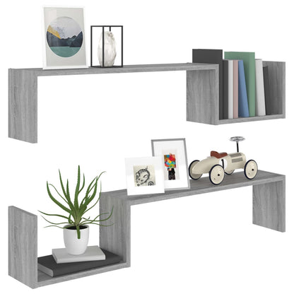 Wall Shelves 2 pcs Grey Sonoma 100x15x20 cm Engineered Wood