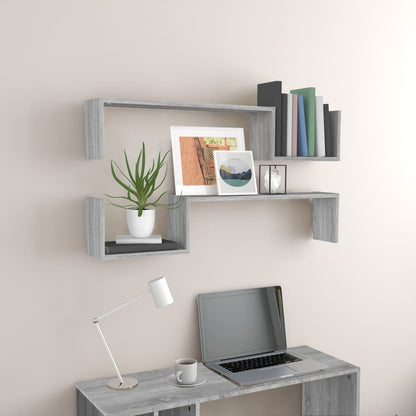 Wall Shelves 2 pcs Grey Sonoma 100x15x20 cm Engineered Wood