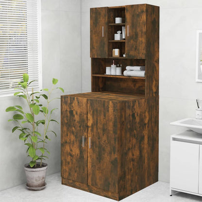 Washing Machine Cabinet Smoked Oak 70.5x25.5x90 cm