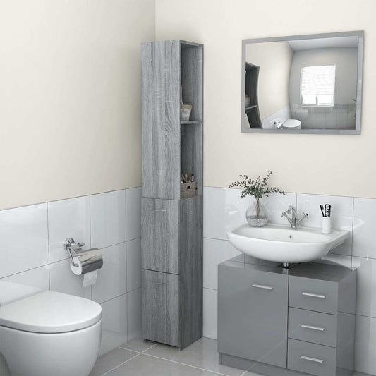Bathroom Cabinet Grey Sonoma 25x26.5x170 cm Engineered Wood