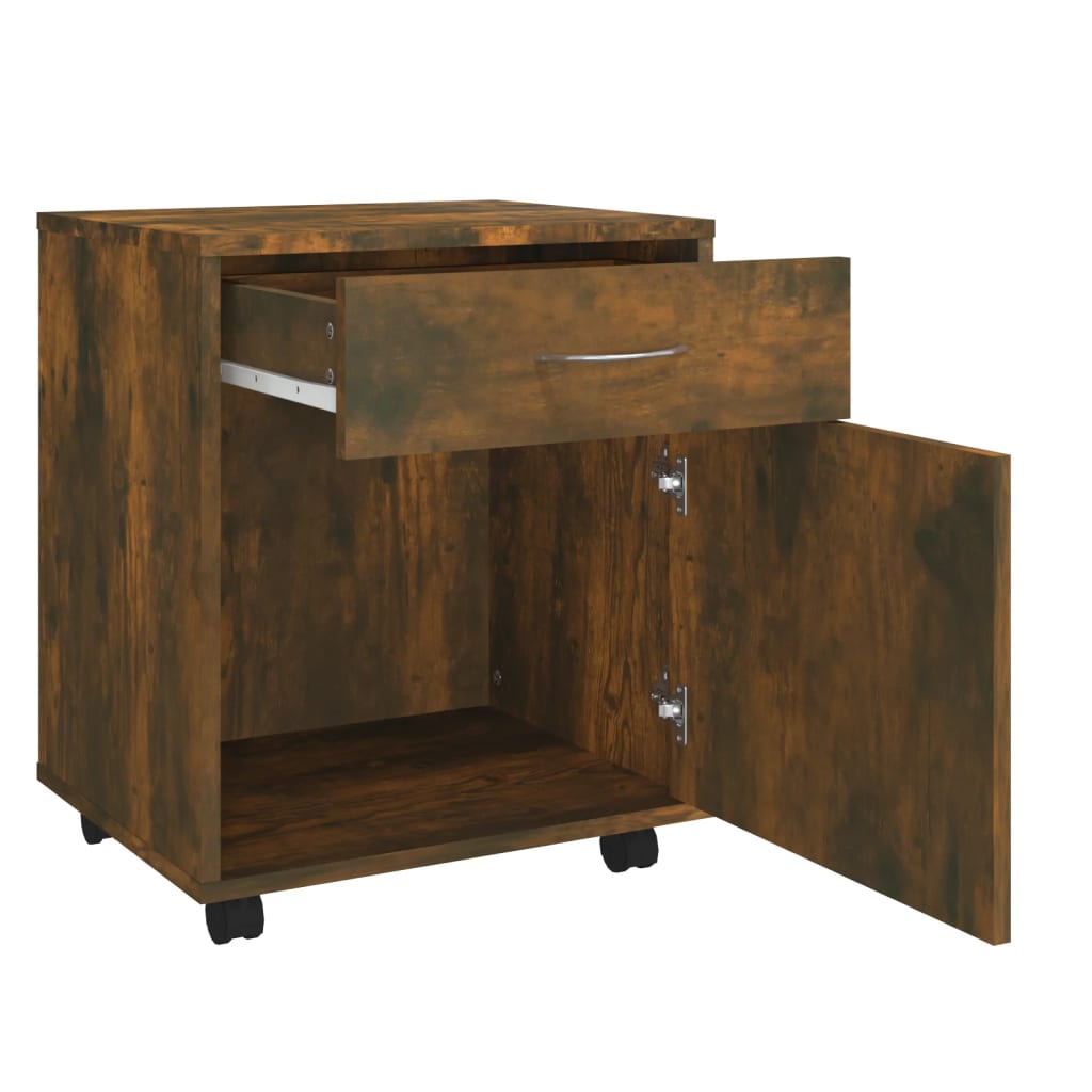Rolling Cabinet Smoked Oak 45x38x54 cm Engineered Wood