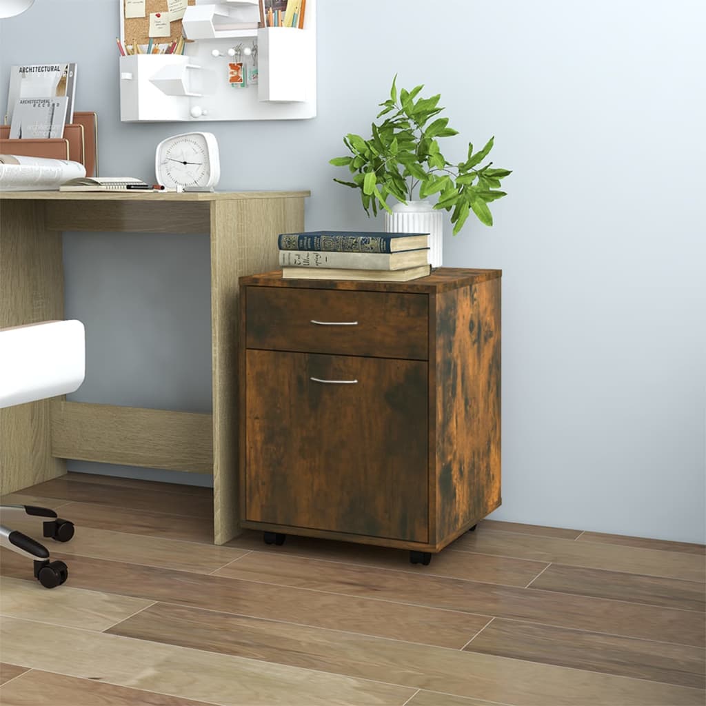 Rolling Cabinet Smoked Oak 45x38x54 cm Engineered Wood