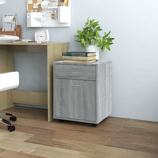 Rolling Cabinet Grey Sonoma 45x38x54 cm Engineered Wood