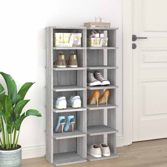 Shoe Racks 2 pcs Grey Sonoma 27.5x27x102 cm Engineered Wood
