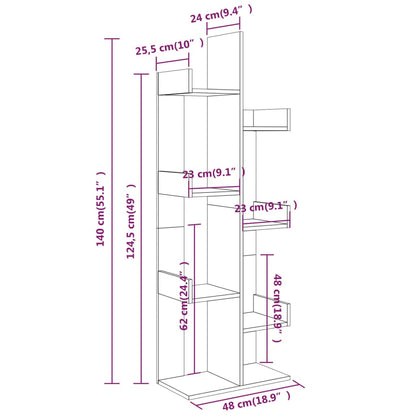 816005 vidaXL Book Cabinet 48x25,5x140 cm Smoked Oak Engineered Wood