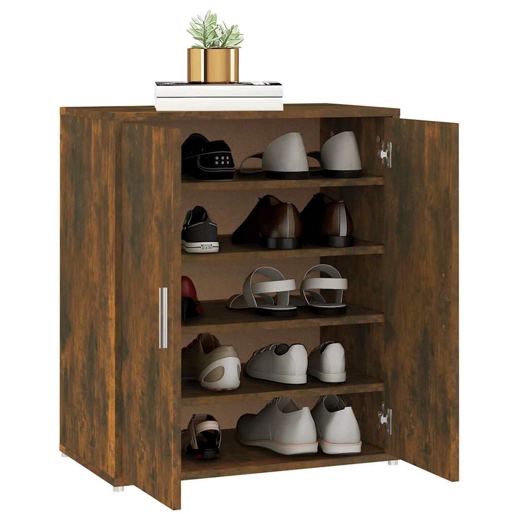 816008 vidaXL Shoe Cabinet Smoked Oak 60x35x70 cm Engineered Wood