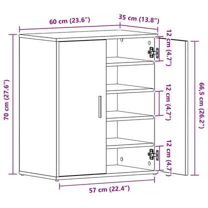 816008 vidaXL Shoe Cabinet Smoked Oak 60x35x70 cm Engineered Wood