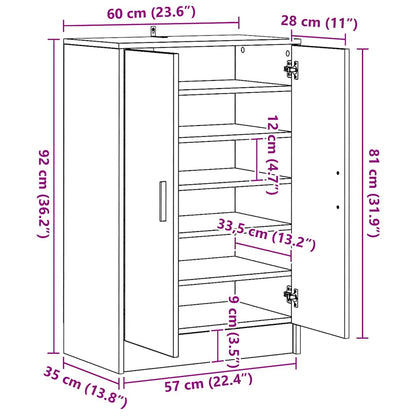 816011 vidaXL Shoe Cabinet Smoked Oak 60x35x92 cm Engineered Wood