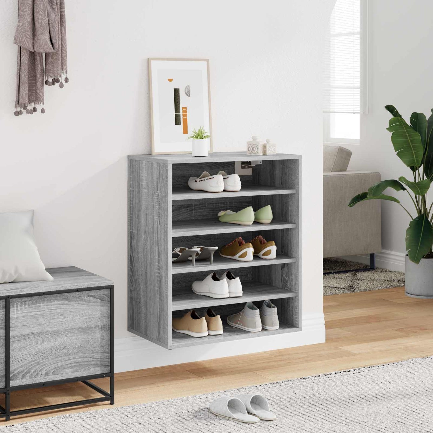 Shoe Cabinet Grey Sonoma 60x35x70 cm Engineered Wood