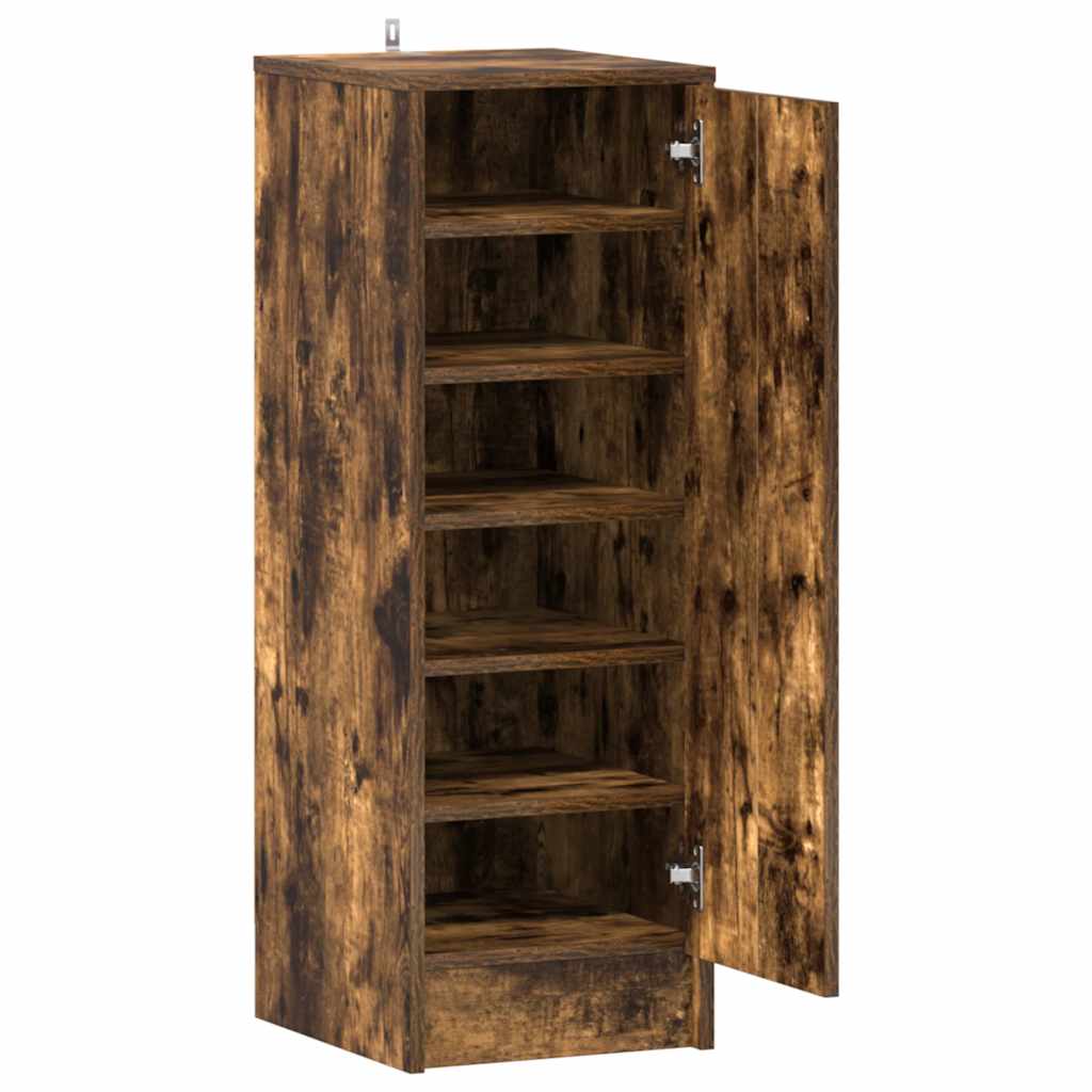 816017 vidaXL Shoe Cabinet Smoked Oak 32x35x92 cm Engineered Wood