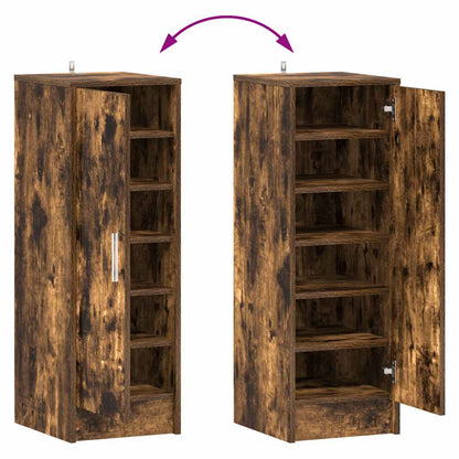 816017 vidaXL Shoe Cabinet Smoked Oak 32x35x92 cm Engineered Wood