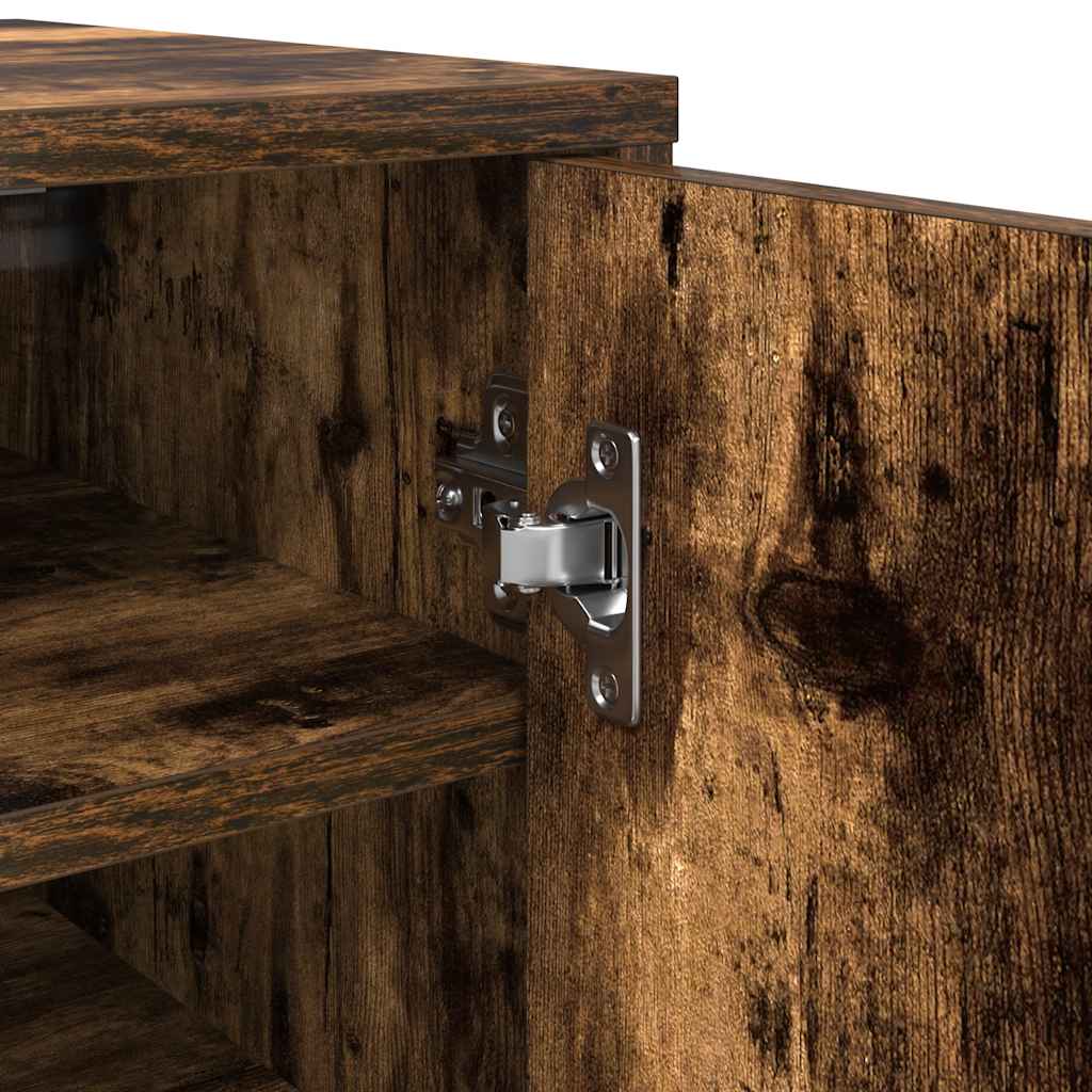 816017 vidaXL Shoe Cabinet Smoked Oak 32x35x92 cm Engineered Wood