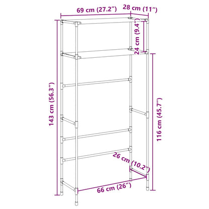 2-Tier Storage Rack over Washing Machine Black 69x28x143 cm Iron