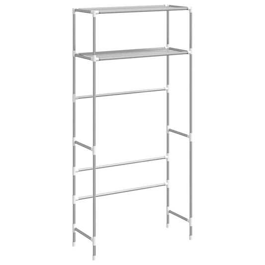 2-Tier Storage Rack over Washing Machine Grey 69x28x143 cm Iron
