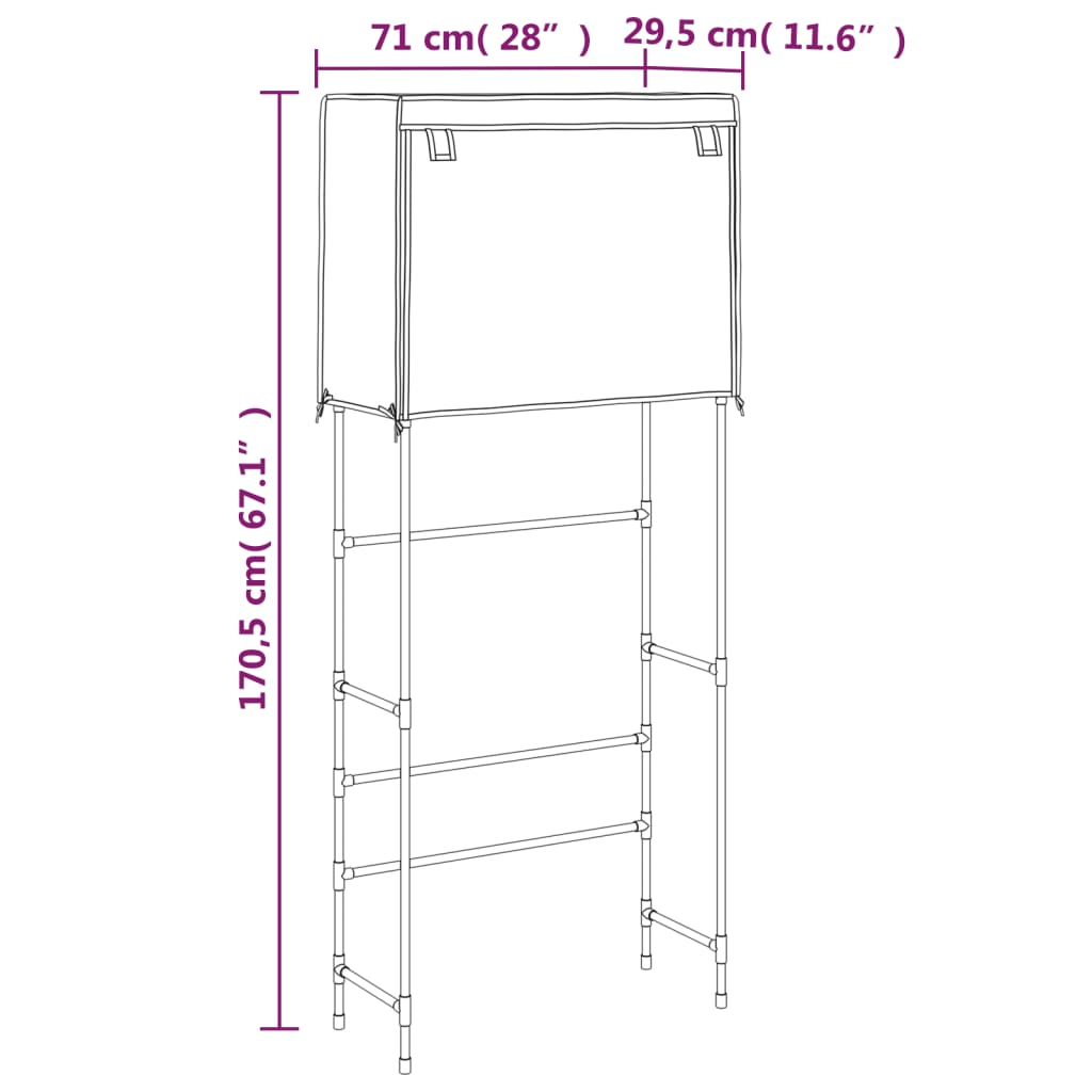 2-Tier Storage Rack over Laundry Machine Black 71x29.5x170.5 cm Iron