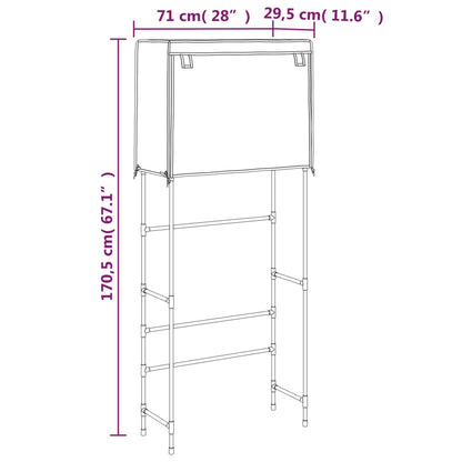 2-Tier Storage Rack over Laundry Machine Black 71x29.5x170.5 cm Iron