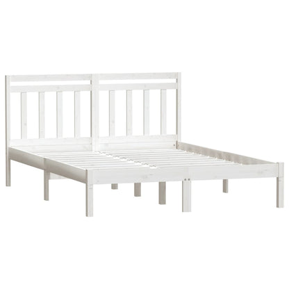 Bed Frame | White | Solid pine wood | 135 x 190 cm | Durable | Bed Frame