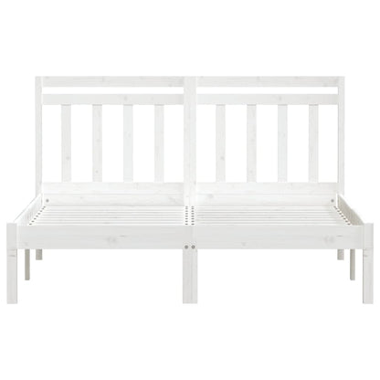 Bed Frame | White | Solid pine wood | 135 x 190 cm | Durable | Bed Frame