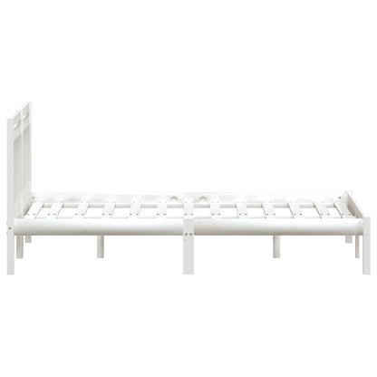 Bed Frame | White | Solid pine wood | 135 x 190 cm | Durable | Bed Frame