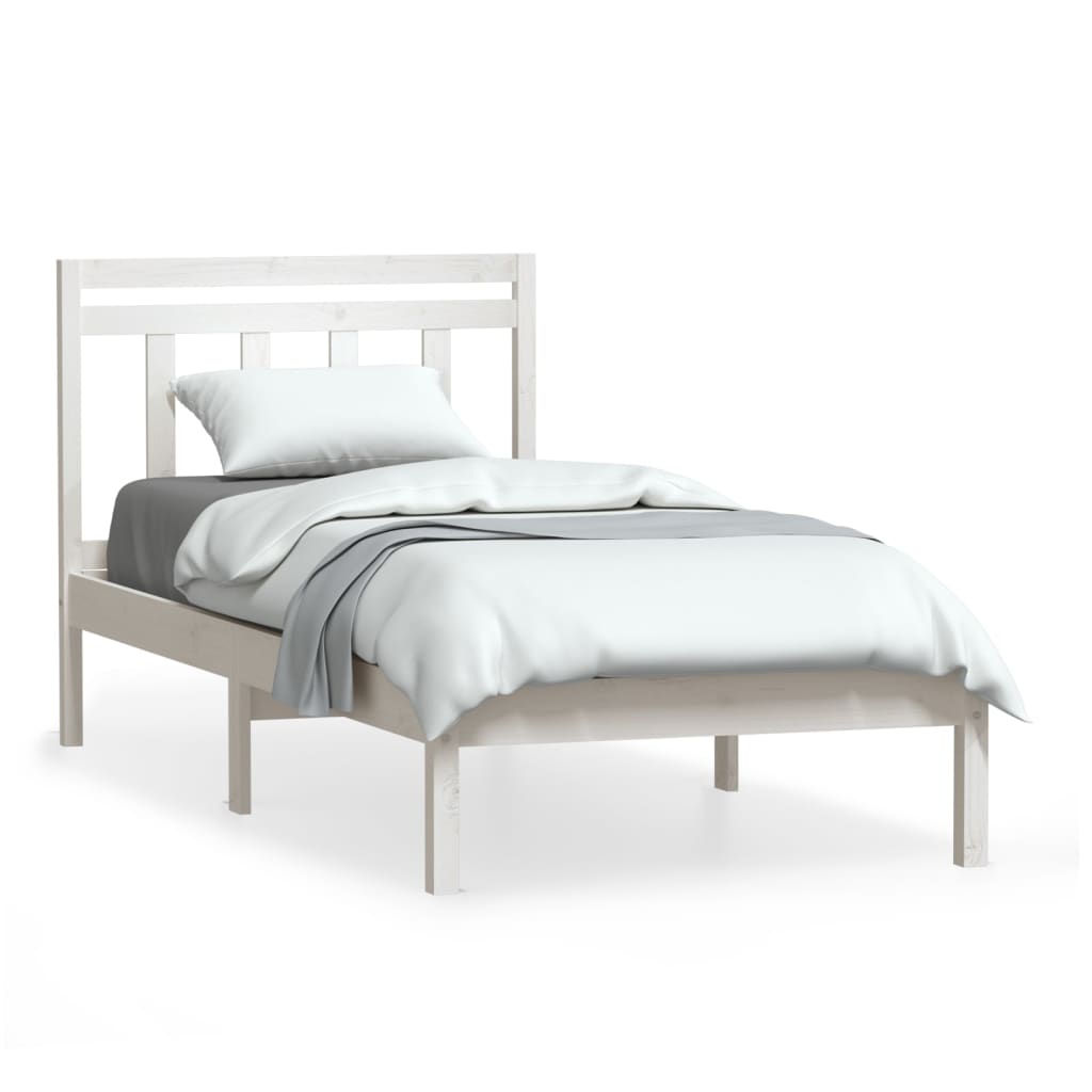 Bed Frame | White | Solid pine wood | Single | Bed Frame | Rectangular