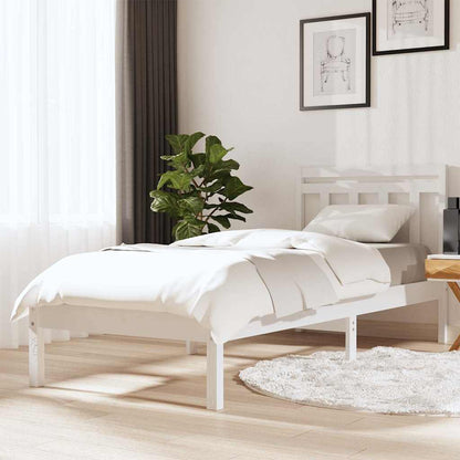 Bed Frame | White | Solid pine wood | Single | Bed Frame | Rectangular